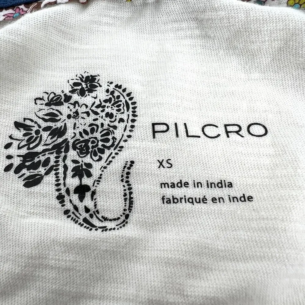 Anthropologie Pilcro Varsity Tee Cotton Short Sleeves with Applique Logo Size XS